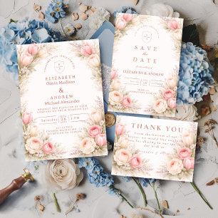Cartons Réponse Mariage Floral Tulipe Rose Élégant