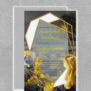 Invitation Amusant Expressif en feuille plante Jaune et Gris