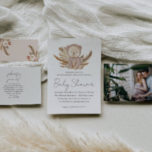 Boho Baby Sprinkle Invitation avec l'ours doux