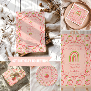 Invitation Berry Premier anniversaire 1er anniversaire fraise