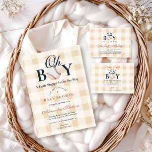 Carte D'accompagnement Registre du Baby shower de baseball vintage Boys