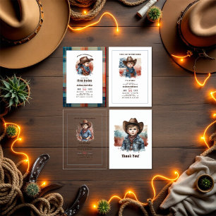 Invitation "First Rodeo" Rustic Cowboy 1er anniversaire