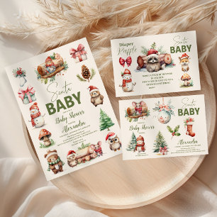 Serviette En Papier Père Noël Baby Woodland Baby shower de Noël d'hive