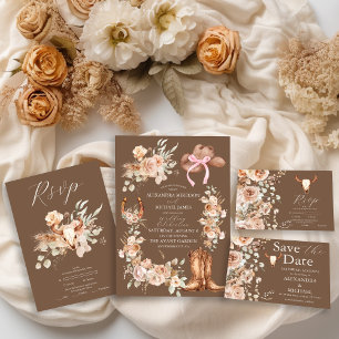 Invitation Boho Floral Mariage occidental