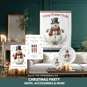 Invitation à la fête de Noël Bonhomme de neige