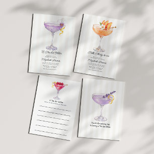 Invitation Un peu plus âgé Purple Martini Luxueux Anniversair