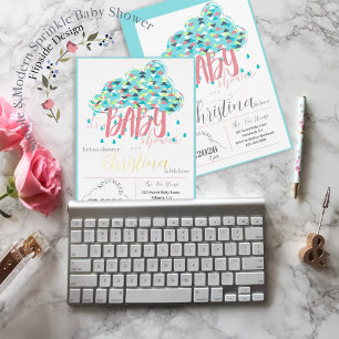 Janvier Gold Foil Moderne Baby shower Invitation