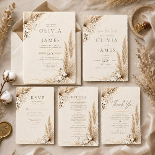Carte de rappel de mariage Élégance Pampa Neutre B