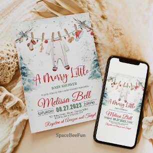Merry Little Baby shower Invitation Père Noël Baby
