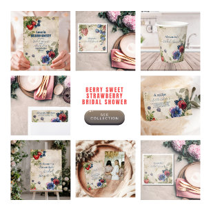 Carte D'accompagnement Fête des mariées de fraise vintage Berry Sweet