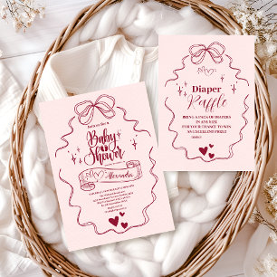 Invitation Baby shower mignon Doodle Main Draw Bow