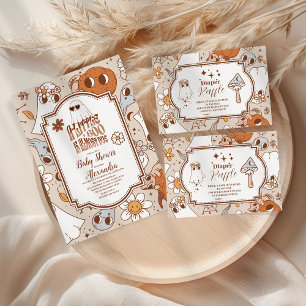 Invitation Retro Super Halloween Little Boo Baby shower