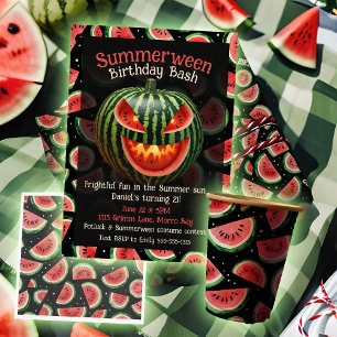 Invitation Fête d'anniversaire d'été Éffrayant Été Watermelon