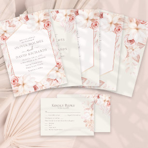 Serviette En Papier Serviettes de mariage florales beige rosé