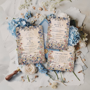 Invitation Douce Mariage Floral Bohème de Prairie