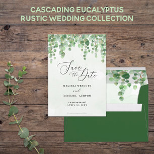 Invitation Cascader aquarelle Eucalyptus Mariage de verdure