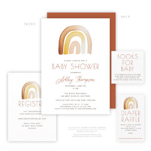 Invitation au Baby shower arc-en-ciel Cute Boho