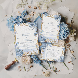 Carte De Remerciements Mariage à la corde côtière Rose Bleue