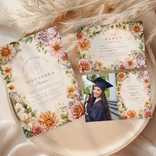 Invitation Fleur sauvage lunaire Meadow Garden Graduation