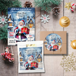 Sticker Rond Winter Wonderland Noël Père Noël Baby shower