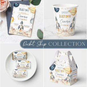 Invitation Space Galaxy Rocket Ship Anniversaire