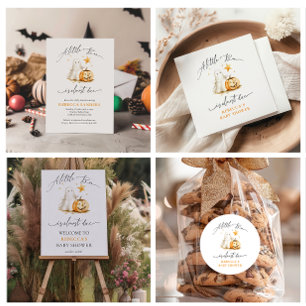 Invitation Baby shower d'Halloween du Citrouille fantôme mign