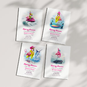 Invitation Prosecco drôle Flamingo Plage Week-end Enterrement