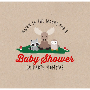 Invitation Baby shower de bûcheron Bois Animaux rustiques