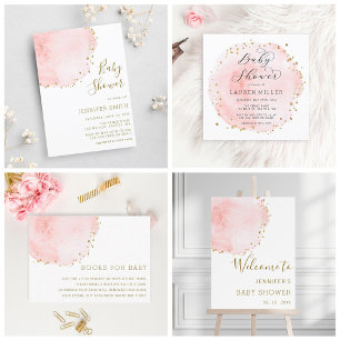 Invitation Carré de Baby shower circulaire rose pâle