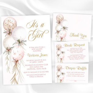 Invitation de Baby shower à ballets rose vif