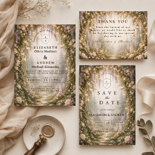 Carte De Remerciements Mariage féerique en forêt enchantée