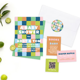 Sticker Rond Coloré amusant Genre Neutre Blocs Baby shower