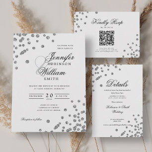 Invitations En Acrylique Mariage élégant Parties scintillant Argent Confett
