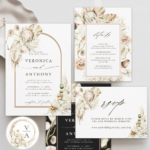 Invitation Boho Protea Pampas Grass Floral Arch Mariage