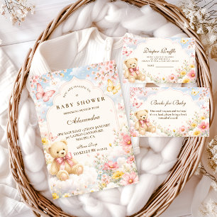 Invitation Ours Fantaisiste Et Nuages Baby Shower
