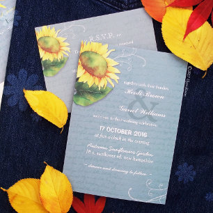 Invitation Mariage de tournesol Jade Jaune gris