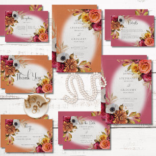 Carte de détails vintage Floral Rust & Fuchsia
