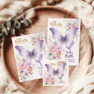 Carte D'accompagnement Papillon rose violet floral Fille Diapper Raffin