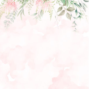 Invitation Rose et verdure Feuille Chic Mariage