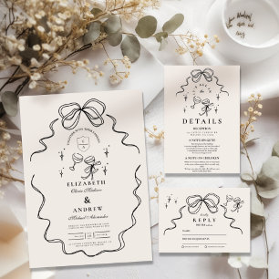 Cartons Réponse Doodle Champagne Whimsical Bow Mariage