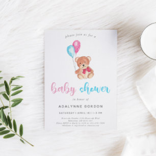 Invitation Baby shower d'ours en peluche doux