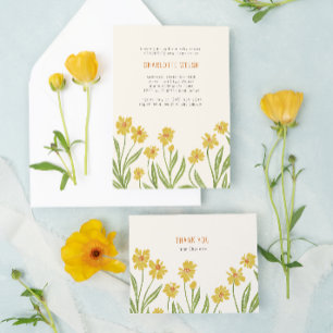 Carte De Remerciements Fleur sauvage jaune