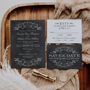 Cartons Réponse Vintage Black Chalkboard Mariage