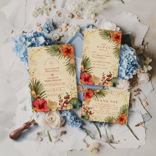Save The Date Mariage Floral Tropical Vintage
