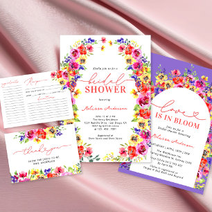 Invitation Jardin floral coloré Amour dans la Fête des mariée