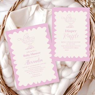 Invitation Croquis de poule Retro Baby shower de doodle