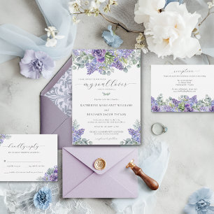 Invitation Katherine Purple Floral Christian Faith Mariage