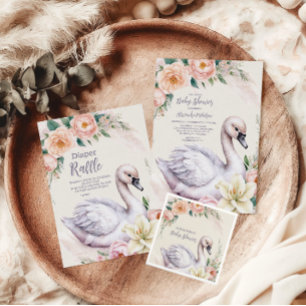 Carte D'accompagnement Blush Rose Floral Swan Princess Livres pour bébé