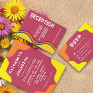 Invitation Mariage des vagues du sud-ouest rétro