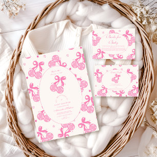 Invitation Chic Coquette cerise sur le Baby shower supérieur
